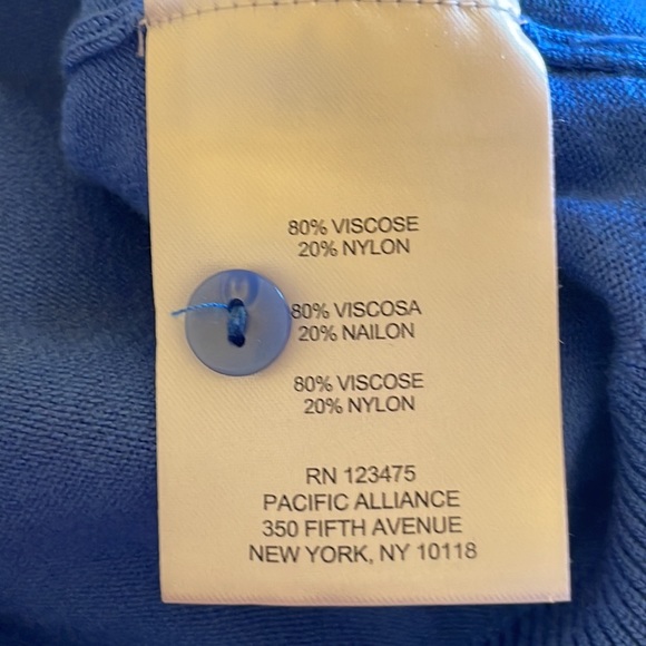 Ellen Tracy size L blue with black poki dots  sweater - Picture 5 of 8